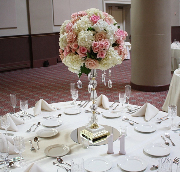 Blush and White Elevated Centerpiece